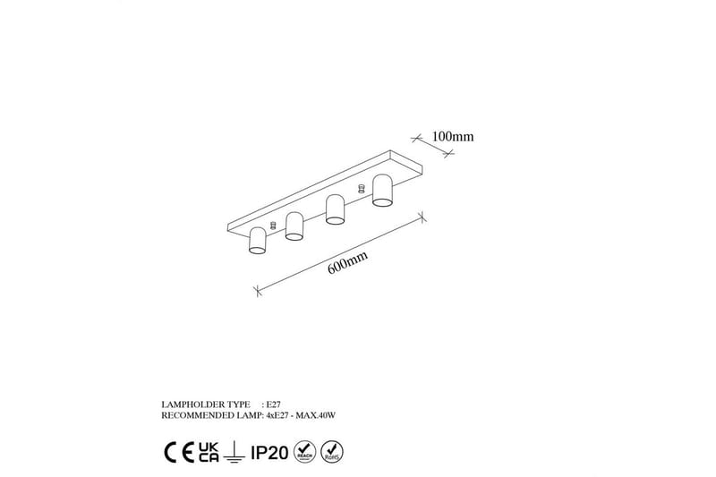 Taklampe Wostra Svart / Hvit - Svart / Hvit - Belysning - Innendørsbelysning & Lamper - Taklampe - Takplafond