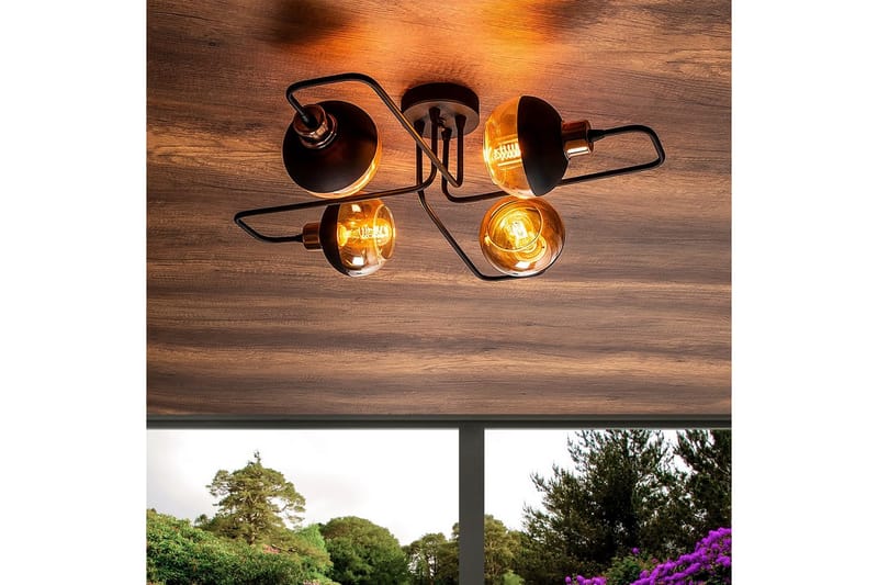 Taklampe Zarethia Svart / Kobber - Kobber/Svart - Belysning - Innendørsbelysning & Lamper - Taklampe - Takplafond