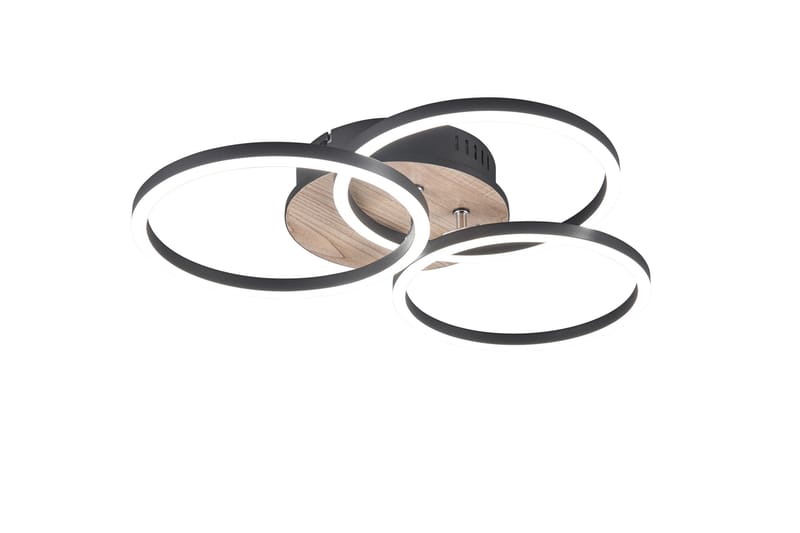 Trio Lighting Circle LED Taklampe matt svart/tre - Belysning - Innendørsbelysning & Lamper - Taklampe - Takplafond