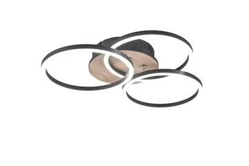 Trio Lighting Circle LED Taklampe matt svart/tre - Belysning - Innendørsbelysning & Lamper - Taklampe - Takplafond