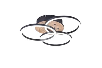 Trio Lighting Circle LED Taklampe matt svart/tre - Belysning - Innendørsbelysning & Lamper - Taklampe - Takplafond
