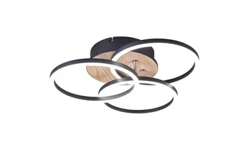 Trio Lighting Circle LED Taklampe matt svart/tre - Belysning - Innendørsbelysning & Lamper - Taklampe - Takplafond