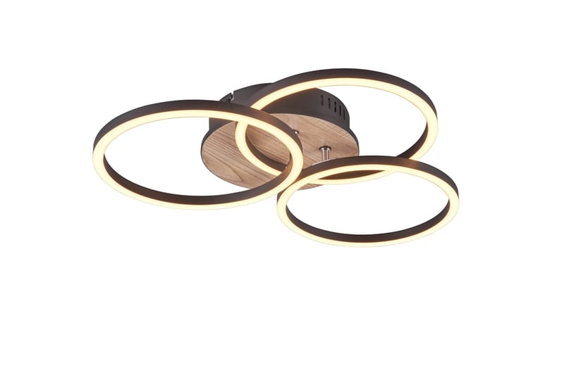Trio Lighting Circle LED Taklampe matt svart/tre - Belysning - Innendørsbelysning & Lamper - Taklampe - Takplafond