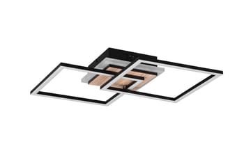 Trio Lighting Giro LED taklampe firkantet matt svart/tre - Belysning - Innendørsbelysning & Lamper - Taklampe - Takplafond