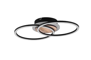 Trio Lighting Giro LED taklampe rund matt svart/tre - Belysning - Innendørsbelysning & Lamper - Taklampe - Takplafond