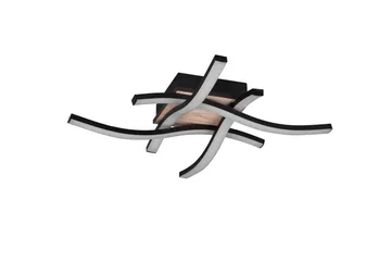 Trio Lighting Route LED taklampe 4L matt svart/tre - Belysning - Innendørsbelysning & Lamper - Taklampe - Takplafond