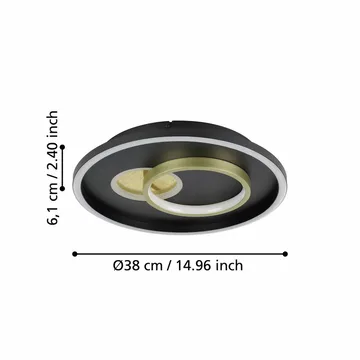Vegg-/Taklampe Tiriolo - Svart/Gull - Belysning - Innendørsbelysning & Lamper - Taklampe - Takplafond