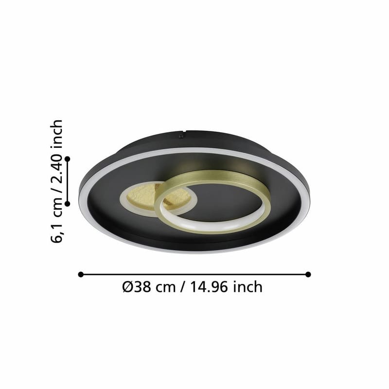 Vegg-/Taklampe Tiriolo - Svart/Gull - Belysning - Innendørsbelysning & Lamper - Taklampe - Takplafond
