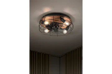 Vifte TRIO Trondheim Matt svart/tre - Matt svart/tre - Belysning - Innendørsbelysning & Lamper - Taklampe - Takplafond