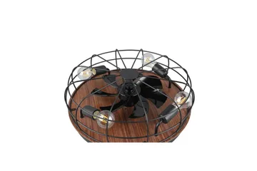 Vifte TRIO Trondheim Matt svart/tre - Matt svart/tre - Belysning - Innendørsbelysning & Lamper - Taklampe - Takplafond