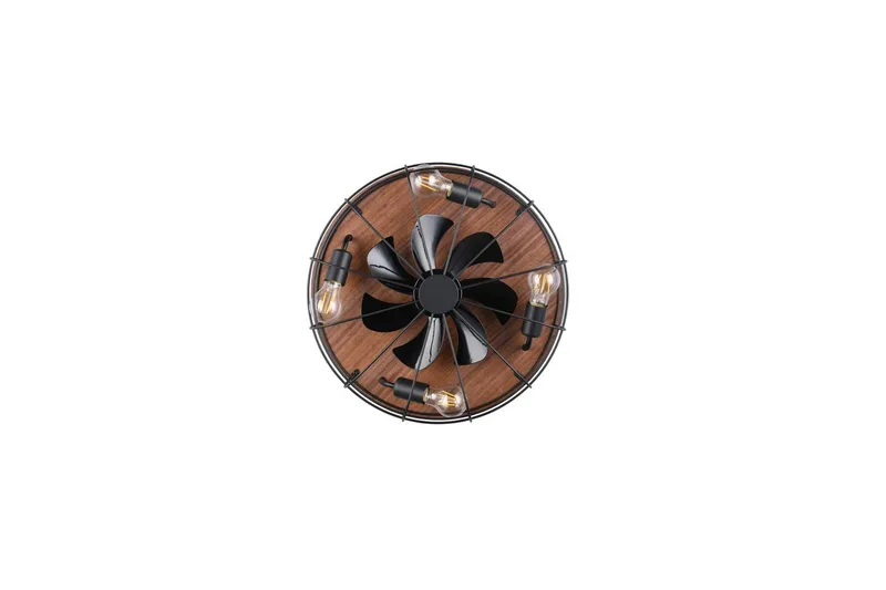 Vifte TRIO Trondheim Matt svart/tre - Matt svart/tre - Belysning - Innendørsbelysning & Lamper - Taklampe - Takplafond