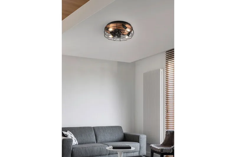 Vifte TRIO Trondheim Matt svart/tre - Matt svart/tre - Belysning - Innendørsbelysning & Lamper - Taklampe - Takplafond