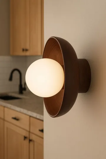 Beylin vegglampe 24 cm rund - Valnøtt Hvit - Belysning - Innendørsbelysning & Lamper - Vegglampe