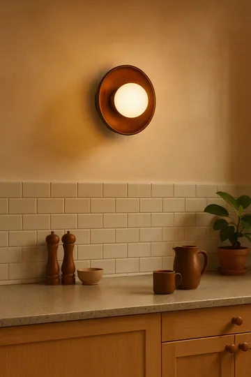 Beylin vegglampe 24 cm rund - Valnøtt Hvit - Belysning - Innendørsbelysning & Lamper - Vegglampe