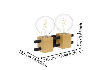 Vegglampe Eglo Levantara Svart/Tre med 2 Lamper - Belysning - Innendørsbelysning & Lamper - Vegglampe