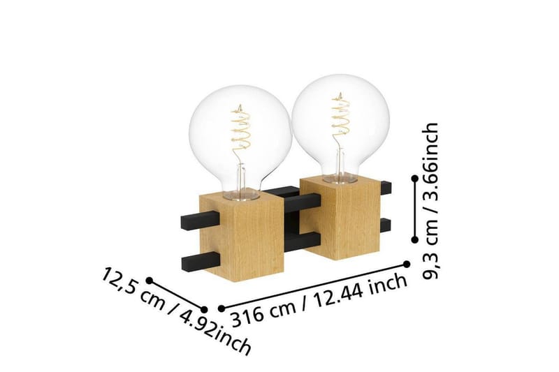 Vegglampe Eglo Levantara Svart/Tre med 2 Lamper - Belysning - Innendørsbelysning & Lamper - Lamper gang