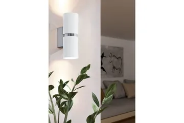 Vegglampe Eglo Passa Ø60 mm krom, hvit - Krom/Hvit - Belysning - Innendørsbelysning & Lamper - Vegglampe