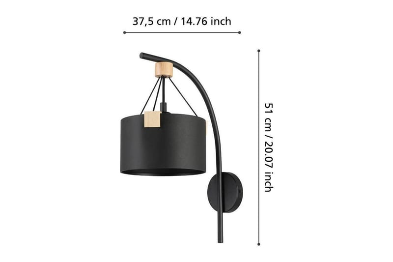 Vegglampe Eglo Potosi Svart/Tre - Belysning - Innendørsbelysning & Lamper - Vegglampe - Veggarmatur