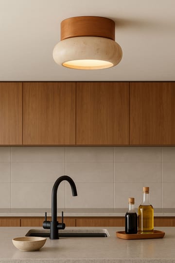 Eryvin vegglampe 15 cm rund - Eik Beige - Belysning - Innendørsbelysning & Lamper - Vegglampe