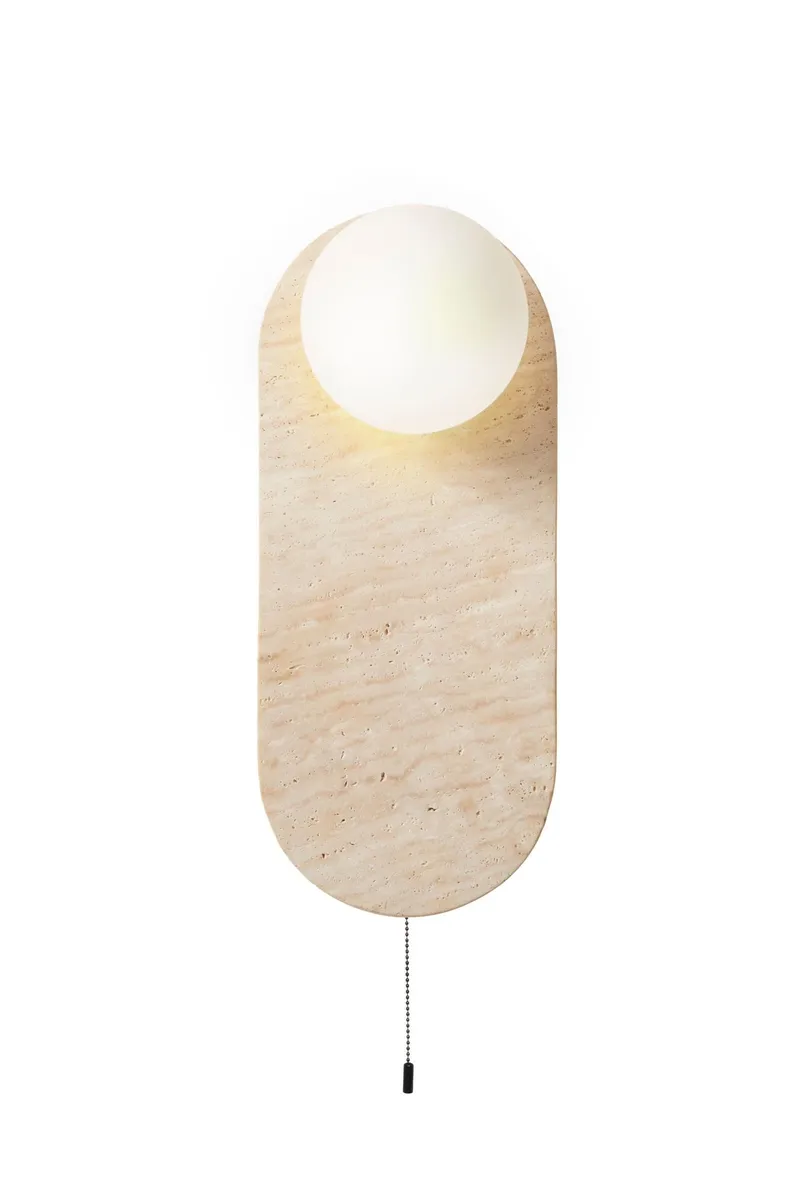Kummer vegglampe 10 cm oval, Beige og Hvit