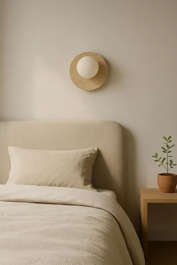 Kummer vegglampe 10 cm rund - Beige og Hvit - Belysning - Innendørsbelysning & Lamper - Vegglampe