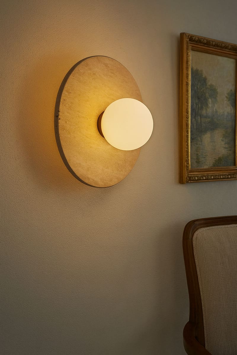Kummer vegglampe 12 cm rund - Beige og Hvit - Belysning - Innendørsbelysning & Lamper - Vegglampe