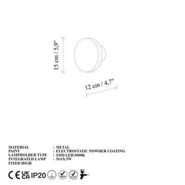 Loomba vegglampe 15 cm rund - Rød - Belysning - Innendørsbelysning & Lamper - Vegglampe