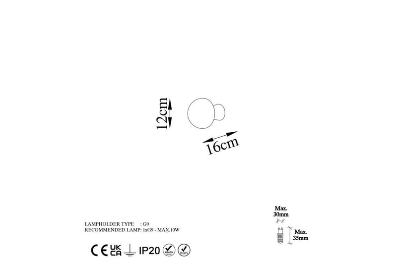 Vegg lampe Polmar Gull - Diameter: 12 cm - Belysning - Innendørsbelysning & Lamper - Vegglampe