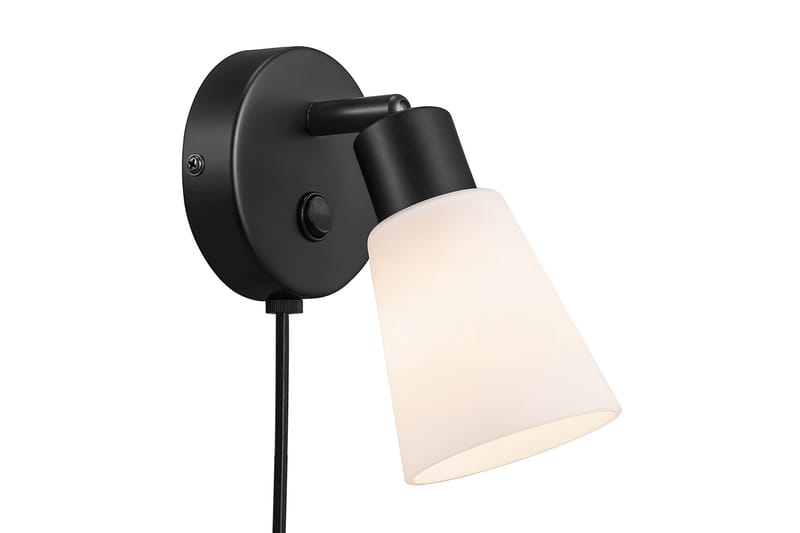Vegglampe Cole med Arm Svart/Opal - Sengelampe vegg - Veggarmatur - Vegglampe