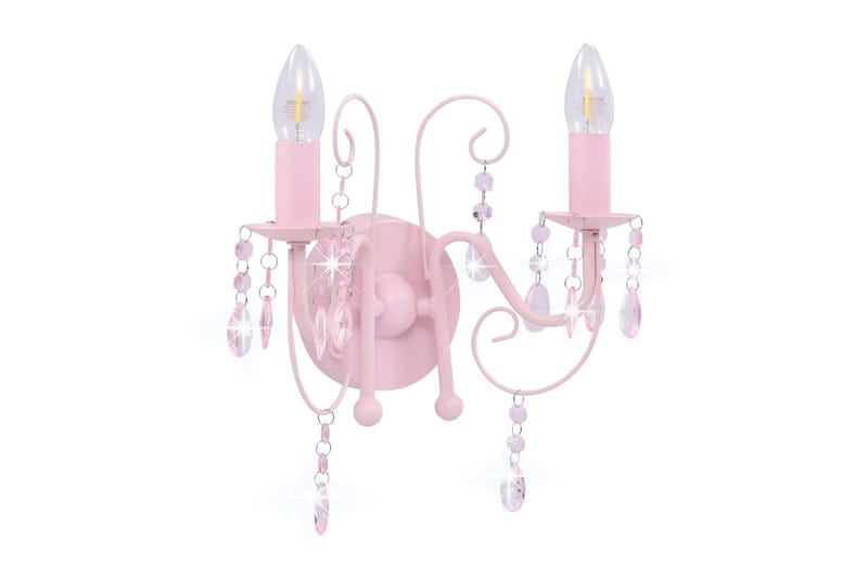 Vegglampe med perler rosa 2 x E14 lysprer - Rosa - Sengelampe vegg - Veggarmatur - Vegglampe