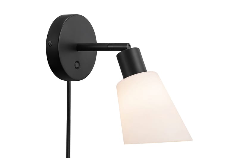 Vegglampe Molli med Arm Svart/Opal - Sengelampe vegg - Veggarmatur - Vegglampe