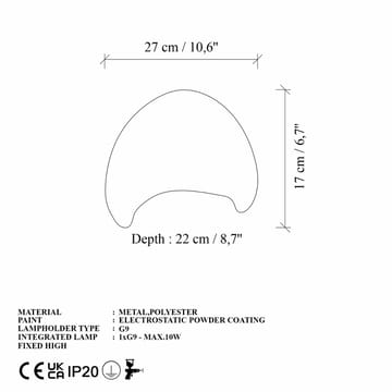 Vyrel vegglampe 27 cm - Hvit - Belysning - Innendørsbelysning & Lamper - Vegglampe