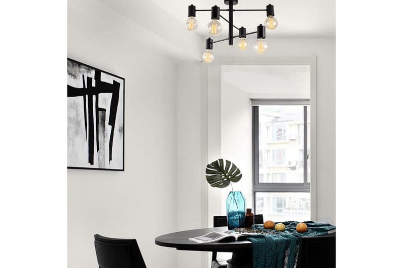 Lysekrone Hexaia Ned Svart - Svart - Belysning - Innendørsbelysning & Lamper - Vinduslampe