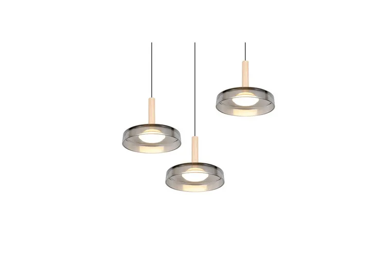 Pendel TRIO Celeste 3-delt, Matt svart/krom/tre - 3-delt, Matt svart/krom/tre - Belysning - Innendørsbelysning & Lamper - Vinduslampe