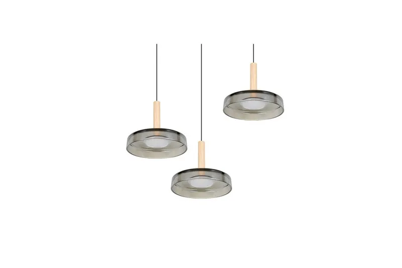 Pendel TRIO Celeste 3-delt, Matt svart/krom/tre - 3-delt, Matt svart/krom/tre - Belysning - Innendørsbelysning & Lamper - Vinduslampe