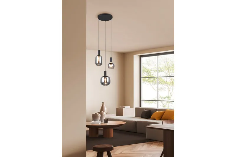 Pendel TRIO Diva 3-delt, Matt svart/krom - 3-delt, Matt svart/krom - Belysning - Innendørsbelysning & Lamper - Vinduslampe