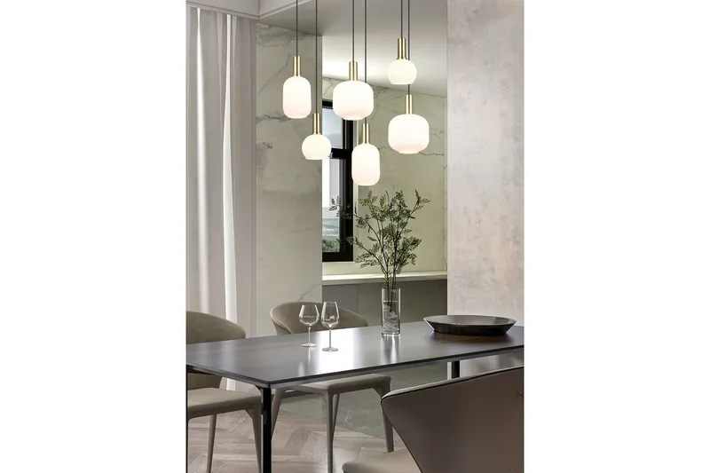 Pendel TRIO Diva 6-deler, Matt messing/hvit - 6-deler, Matt messing/hvit - Belysning - Innendørsbelysning & Lamper - Vinduslampe