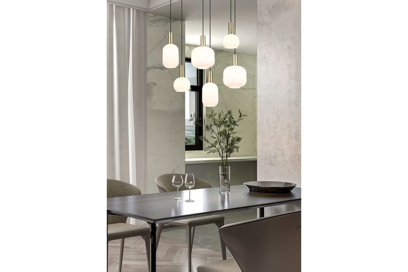 Pendel TRIO Diva 6-deler, Matt messing/hvit - 6-deler, Matt messing/hvit - Belysning - Innendørsbelysning & Lamper - Vinduslampe