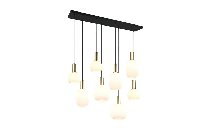 Pendel TRIO Diva 8-delt, Matt messing/hvit, 8-delt, Matt messing/hvit