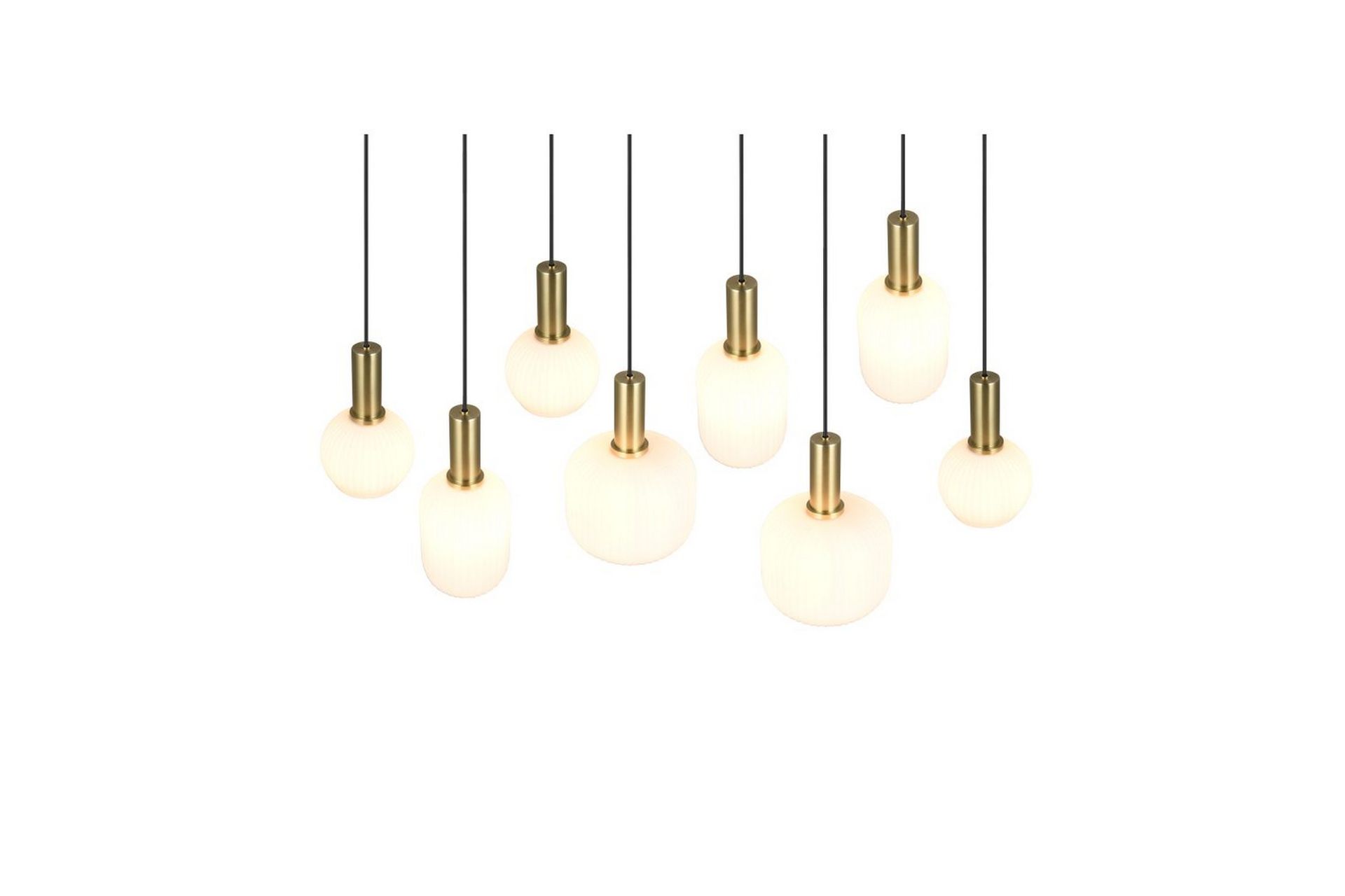 Pendel TRIO Diva 8-delt, Matt messing/hvit - 8-delt, Matt messing/hvit - Belysning - Innendørsbelysning & Lamper - Vinduslampe