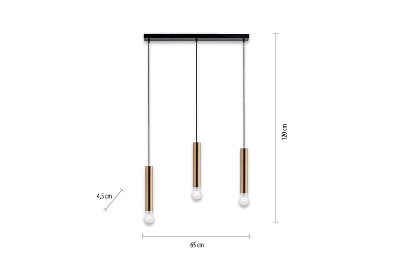 Pendellampe Bruna - 6x120x65 cm, Messing Matt - Belysning - Innendørsbelysning & Lamper - Vinduslampe