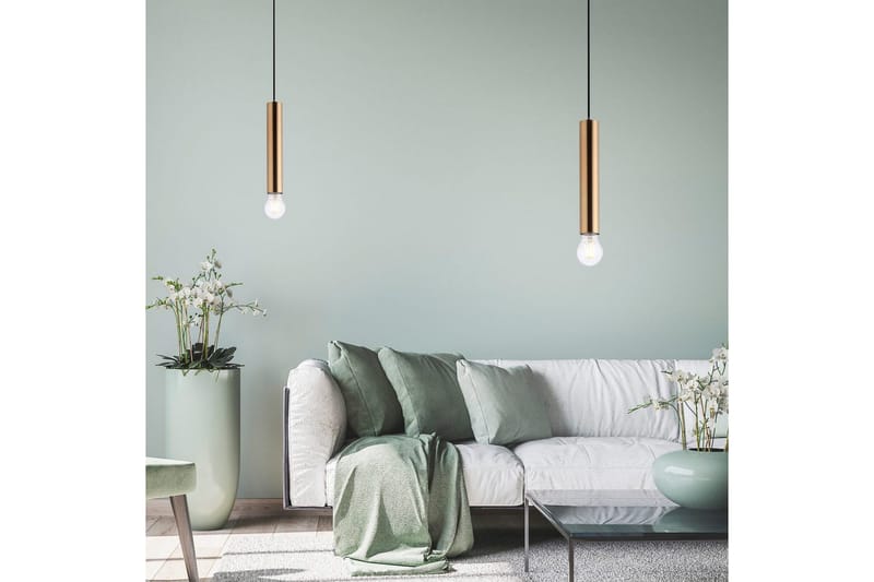 Pendellampe Bruna - 9x120x9 cm, Messing Matt - Belysning - Innendørsbelysning & Lamper - Vinduslampe