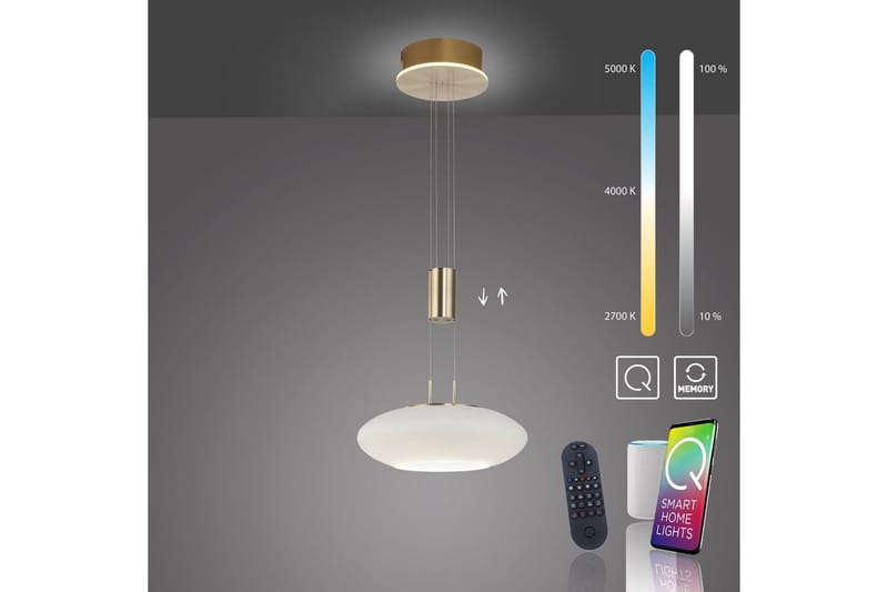 Pendellampe Q-Etienne - 35x200x35 cm, Messing Matt - Belysning - Innendørsbelysning & Lamper - Vinduslampe