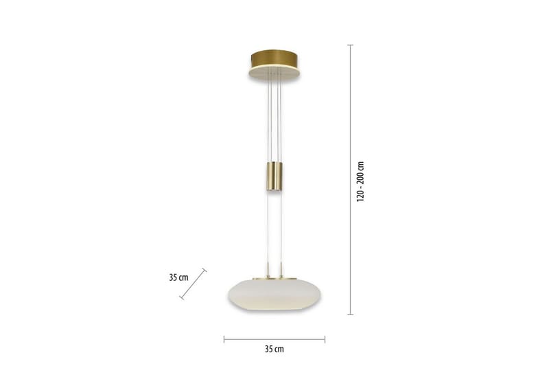 Pendellampe Q-Etienne - 35x200x35 cm, Messing Matt - Belysning - Innendørsbelysning & Lamper - Vinduslampe