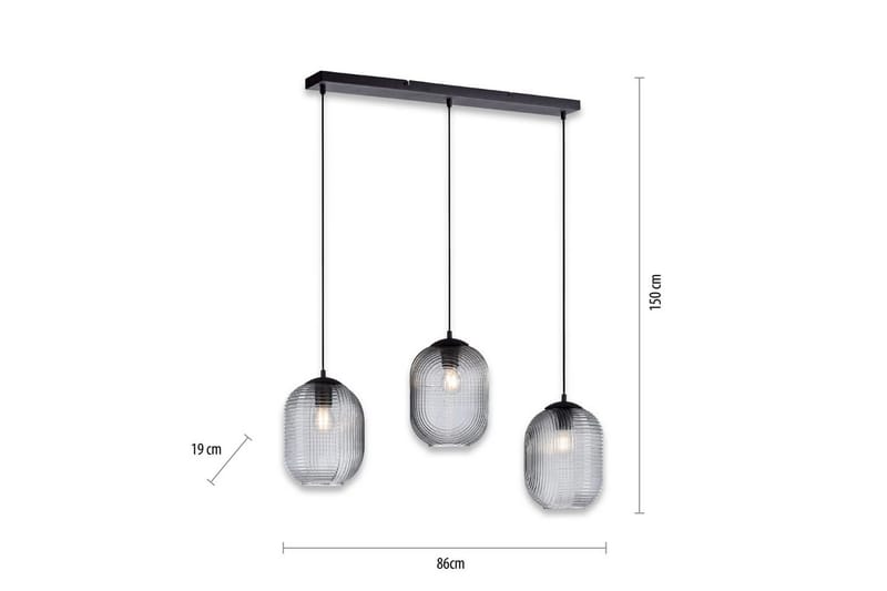 Pendellampe Shitake - 20x150x90 cm, Røykfarget - Belysning - Innendørsbelysning & Lamper - Vinduslampe