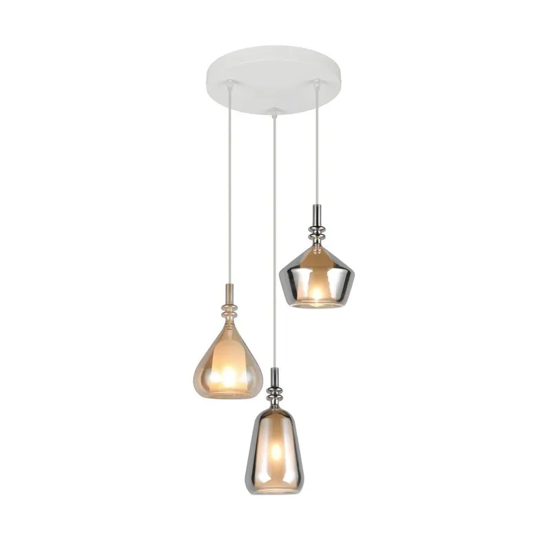 Pendellampe TRIO Aldea, 3 lamper/Rav/Krommet