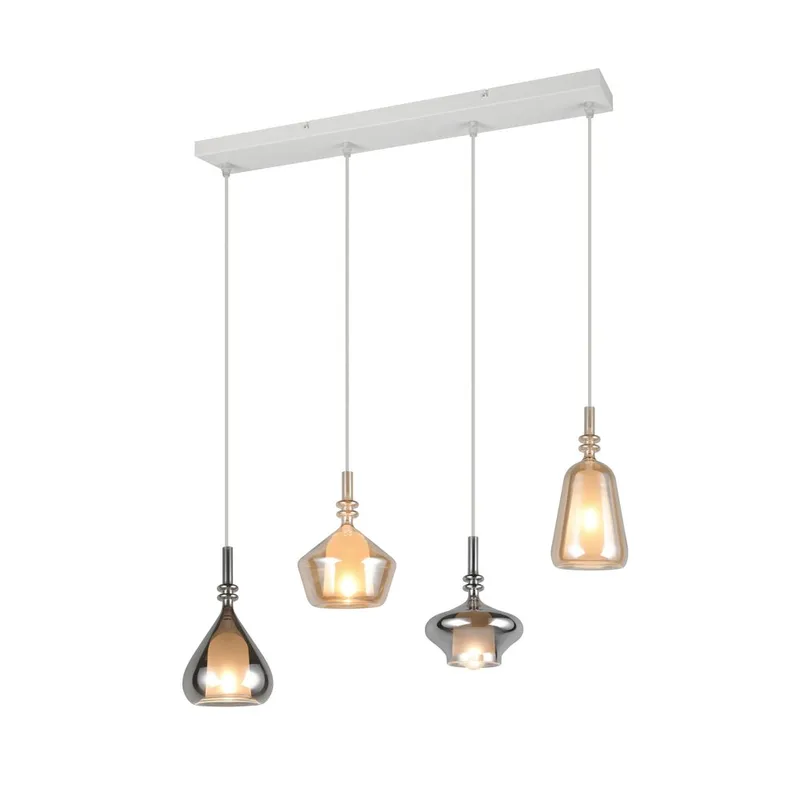 Pendellampe TRIO Aldea, 4 lamper/Rav/Krommet
