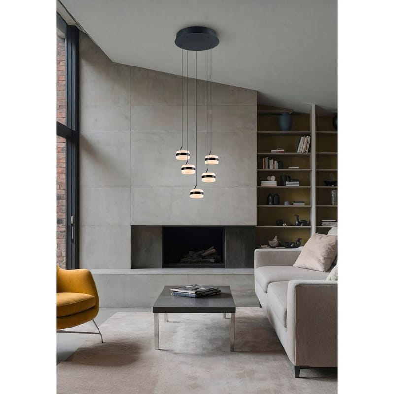 Pendellampe TRIO Dios - 5 lamper, Matt svart - Belysning - Innendørsbelysning & Lamper - Vinduslampe