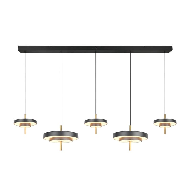 Pendellampe TRIO Keaton - 5 lamper, Matt svart/Messing - Belysning - Innendørsbelysning & Lamper - Vinduslampe
