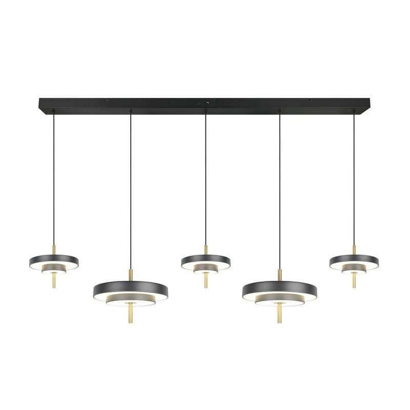 Pendellampe TRIO Keaton - 5 lamper, Matt svart/Messing - Belysning - Innendørsbelysning & Lamper - Vinduslampe